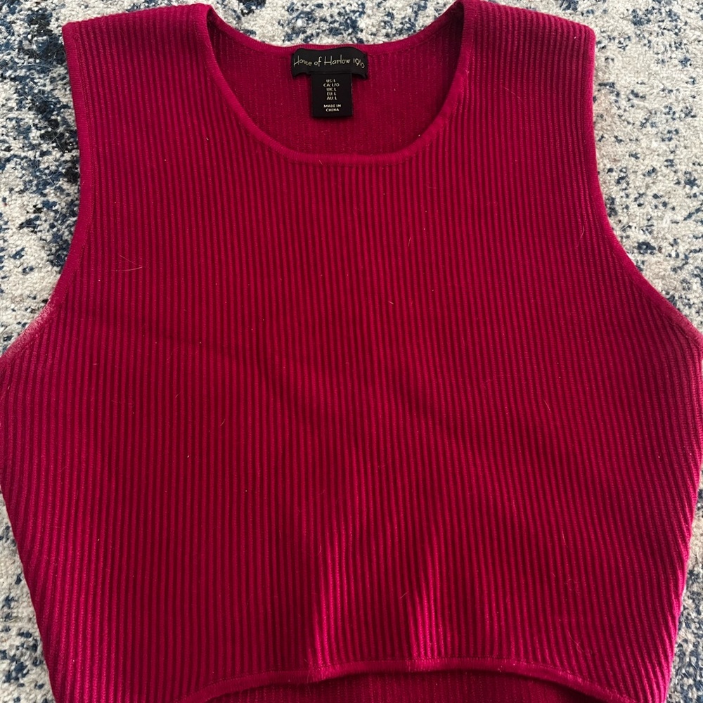 House of Harlow 1960 Burgundy Ribbed Tank